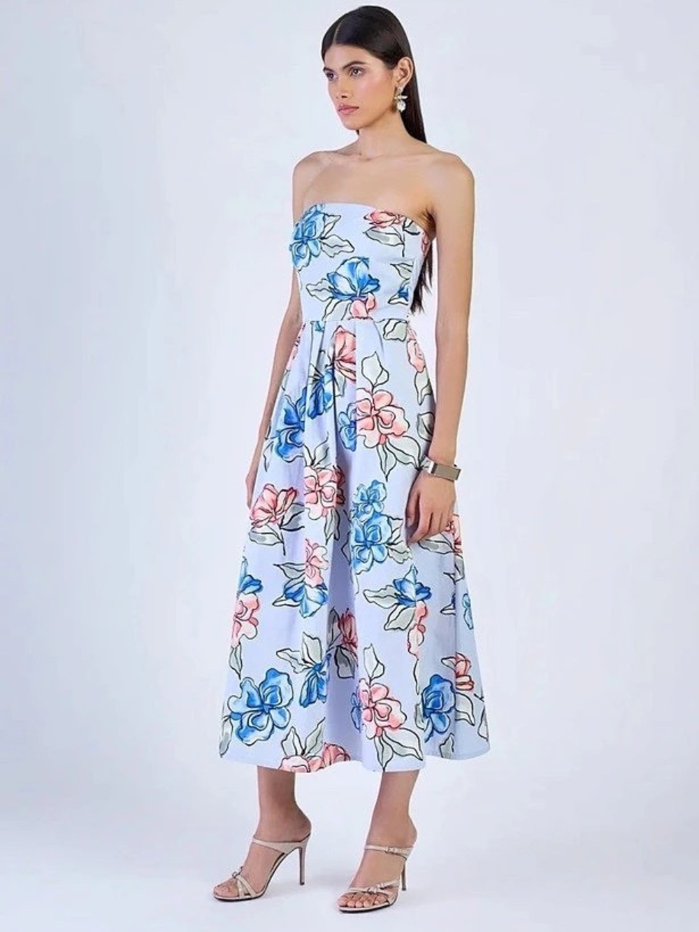 Beyond by VERA Floral Strapless Midi Dress